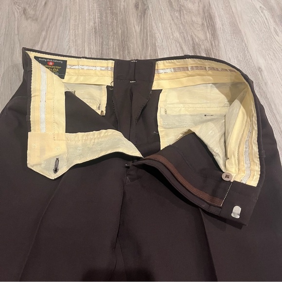 Vintage Men’s Dark Brown Dress Pants Trousers Wool Slacks - Picture 3 of 5
